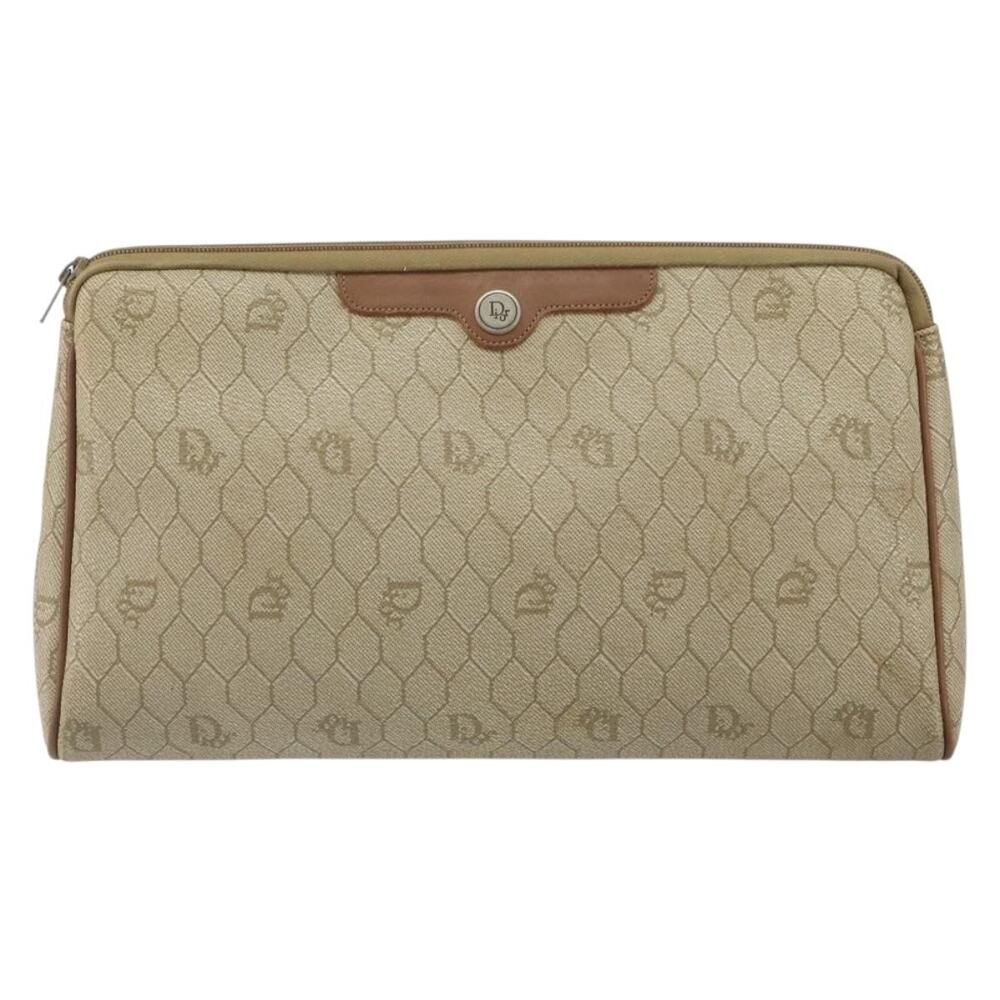 Dior Honeycomb Canvas Clutch Bag Beige